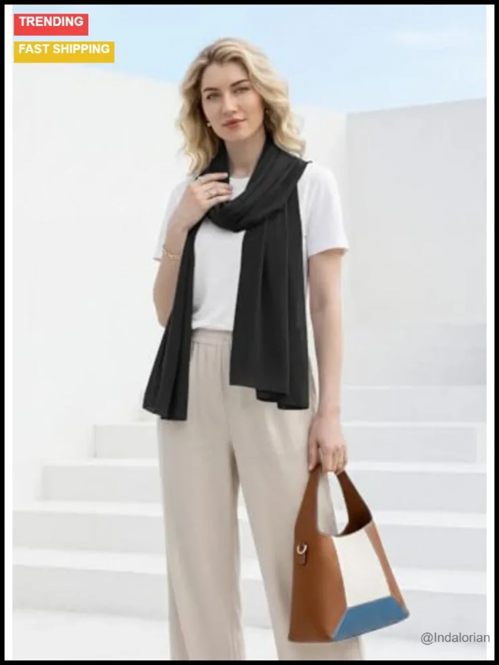 Women's Wool Blend Lightweight Travel Wrap Pashmina Shawl Airplane Blanket Scarf